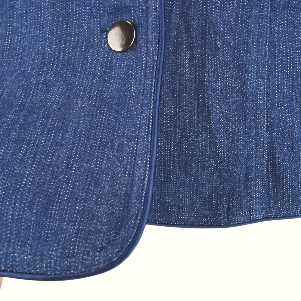 Vintage J. Peterman "Almost Newtonian" Denim Blazer Jacket Pockets Sz 6 - Picture 7 of 10